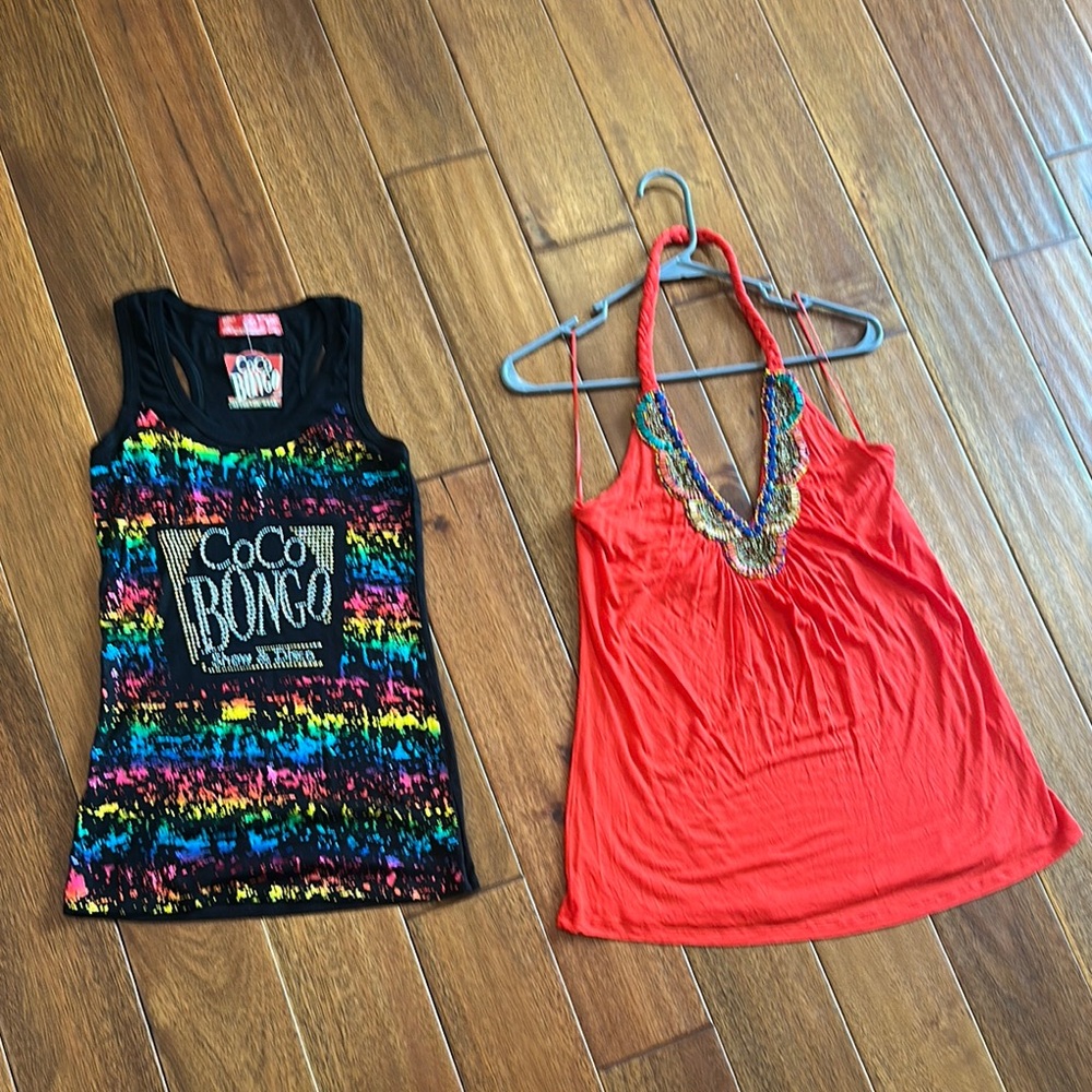 Colorful Coco Bongo Tank Top and Red Halter Top